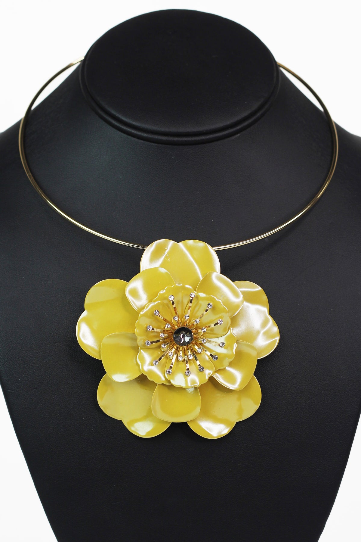 Large Flower Pendant on Collar Necklace