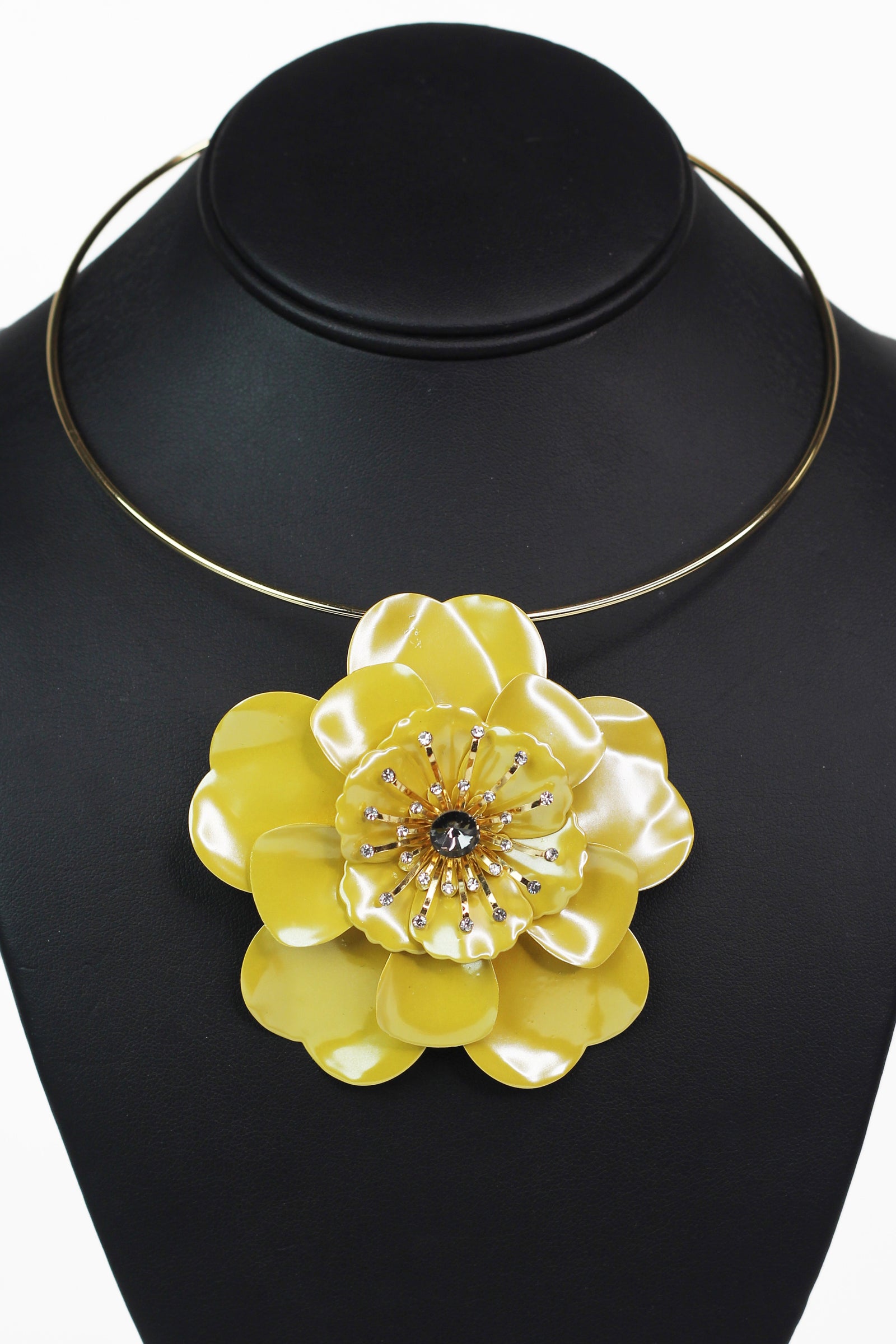 Large Flower Pendant on Collar Necklace