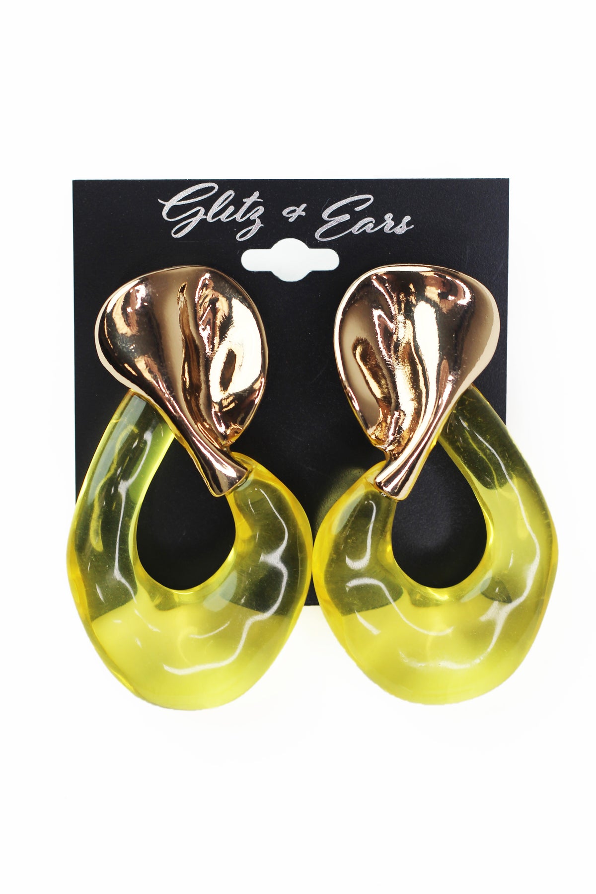 Large Open Center Acrylic &amp; Gold Accent Earring
