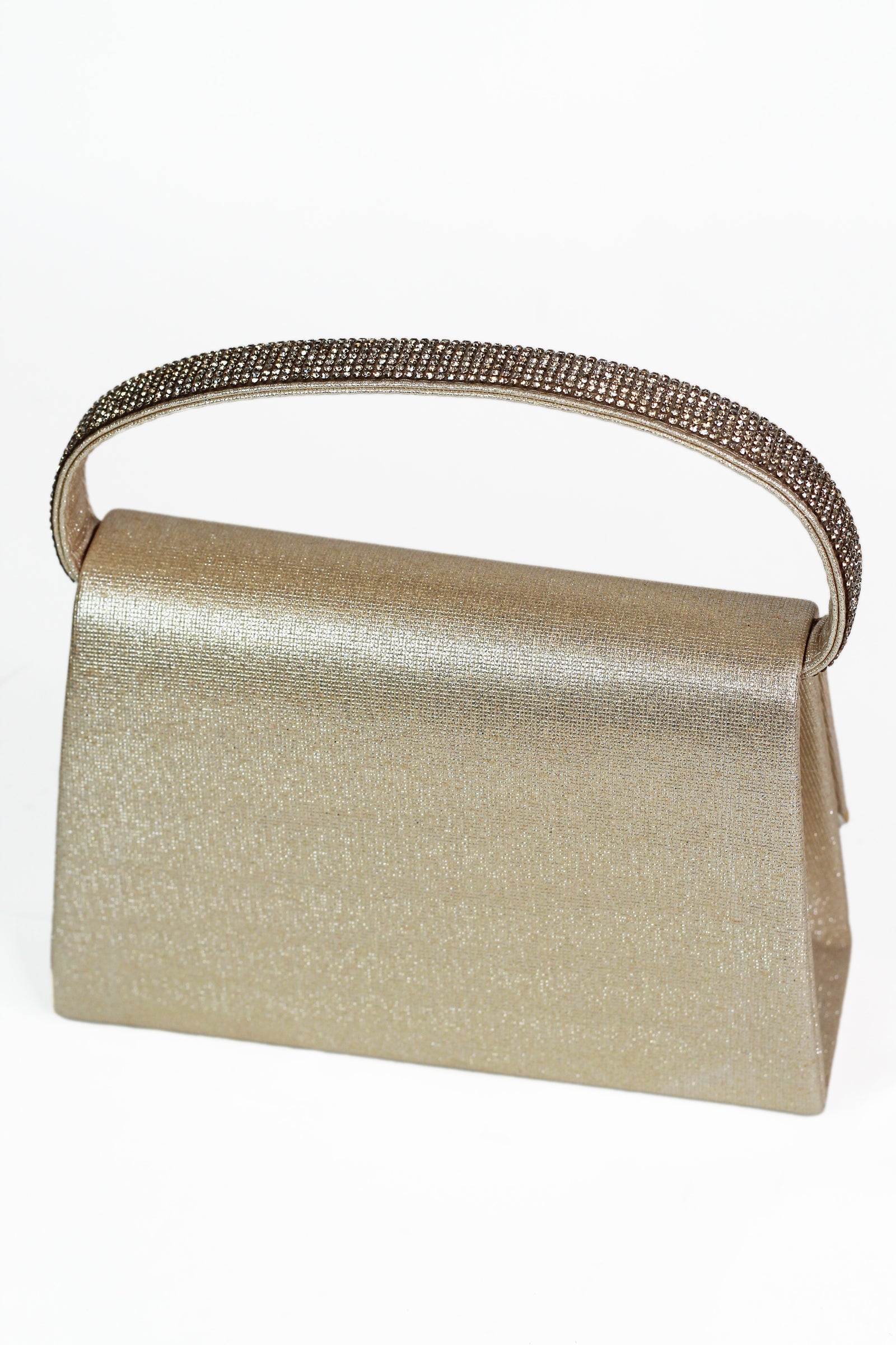 Structured Top Handle Handbag W/Rhinestones