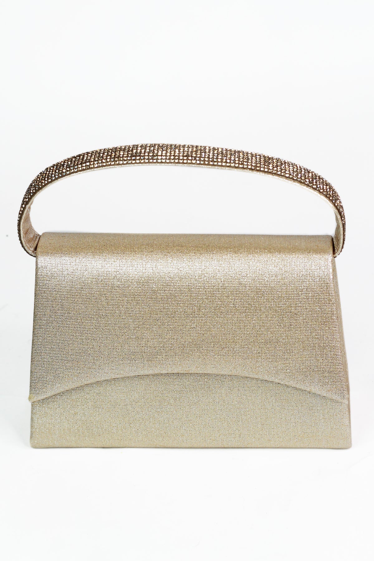 Structured Top Handle Handbag W/Rhinestones