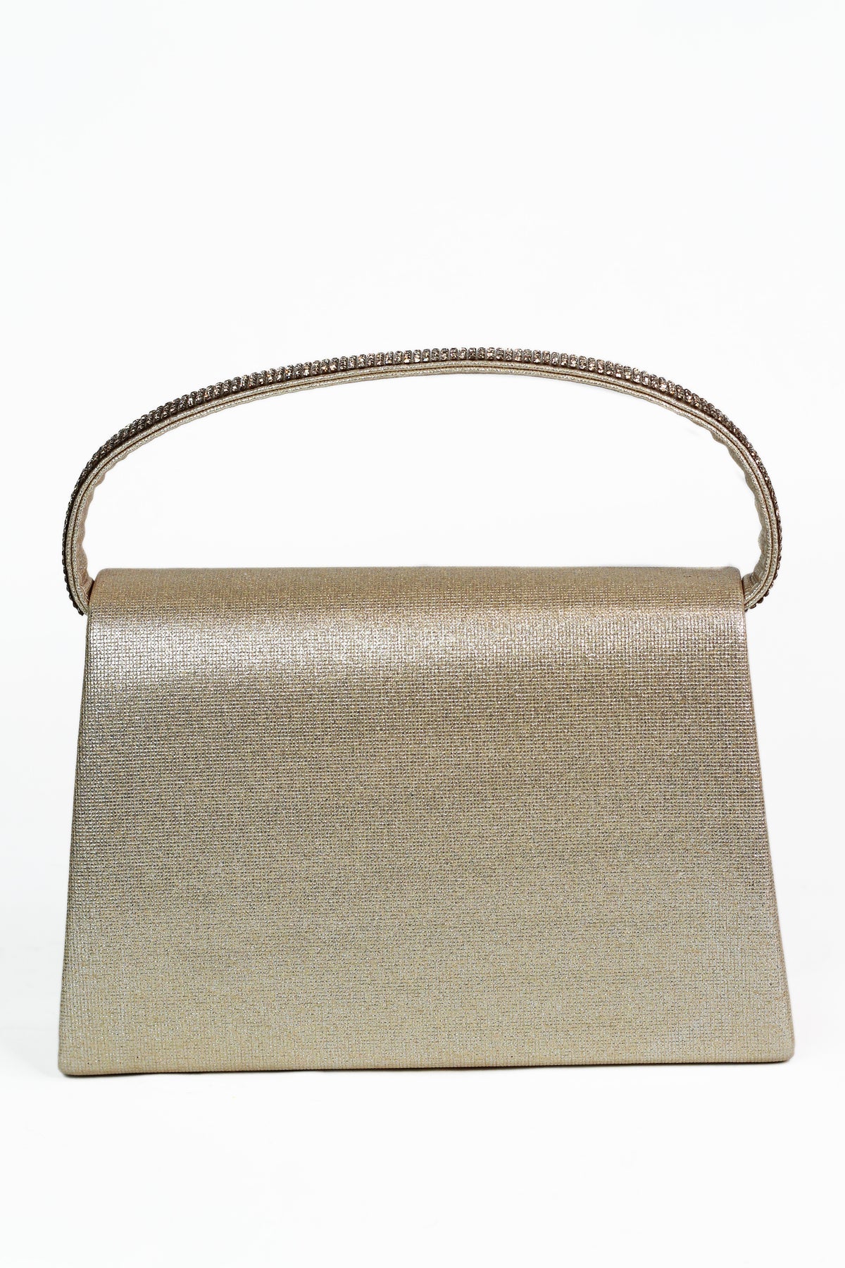 Structured Top Handle Handbag W/Rhinestones