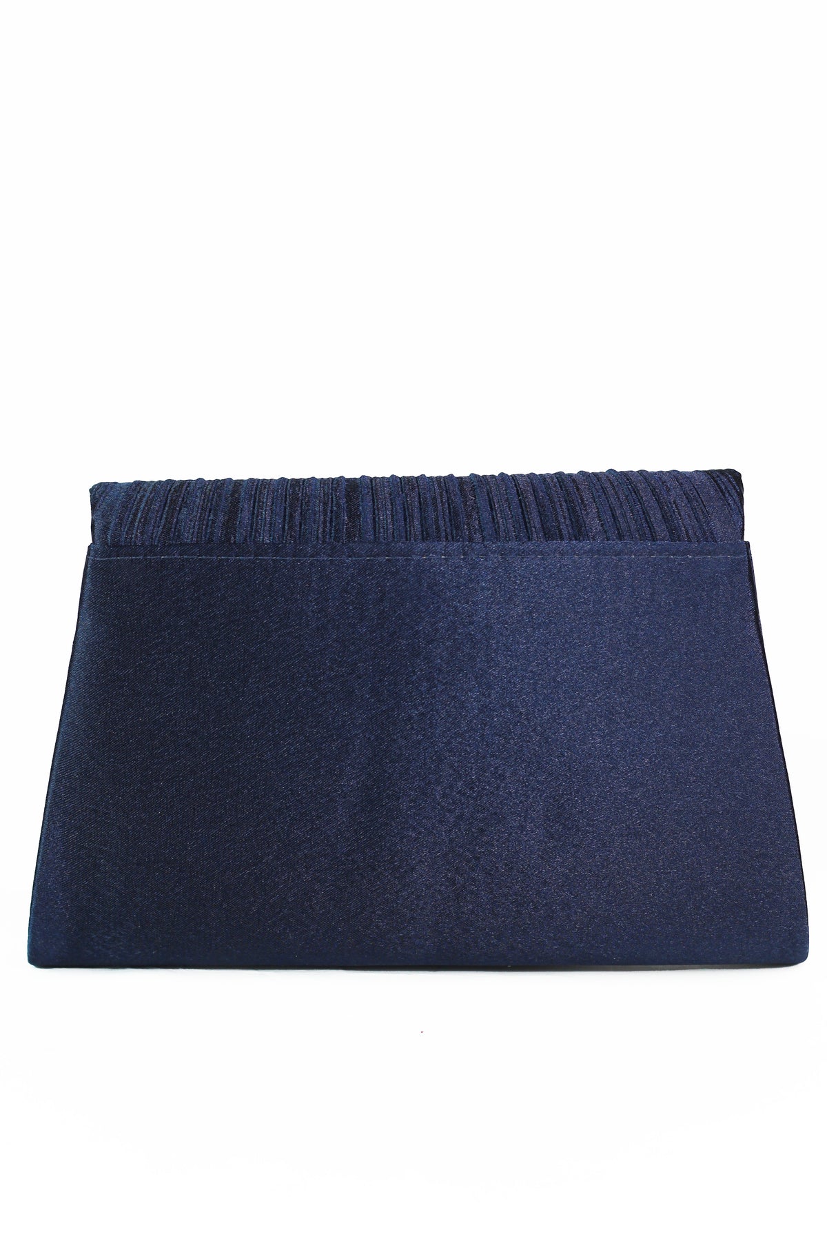 Satin Pleated Envelope Clutch w/ Rhinestone Trim