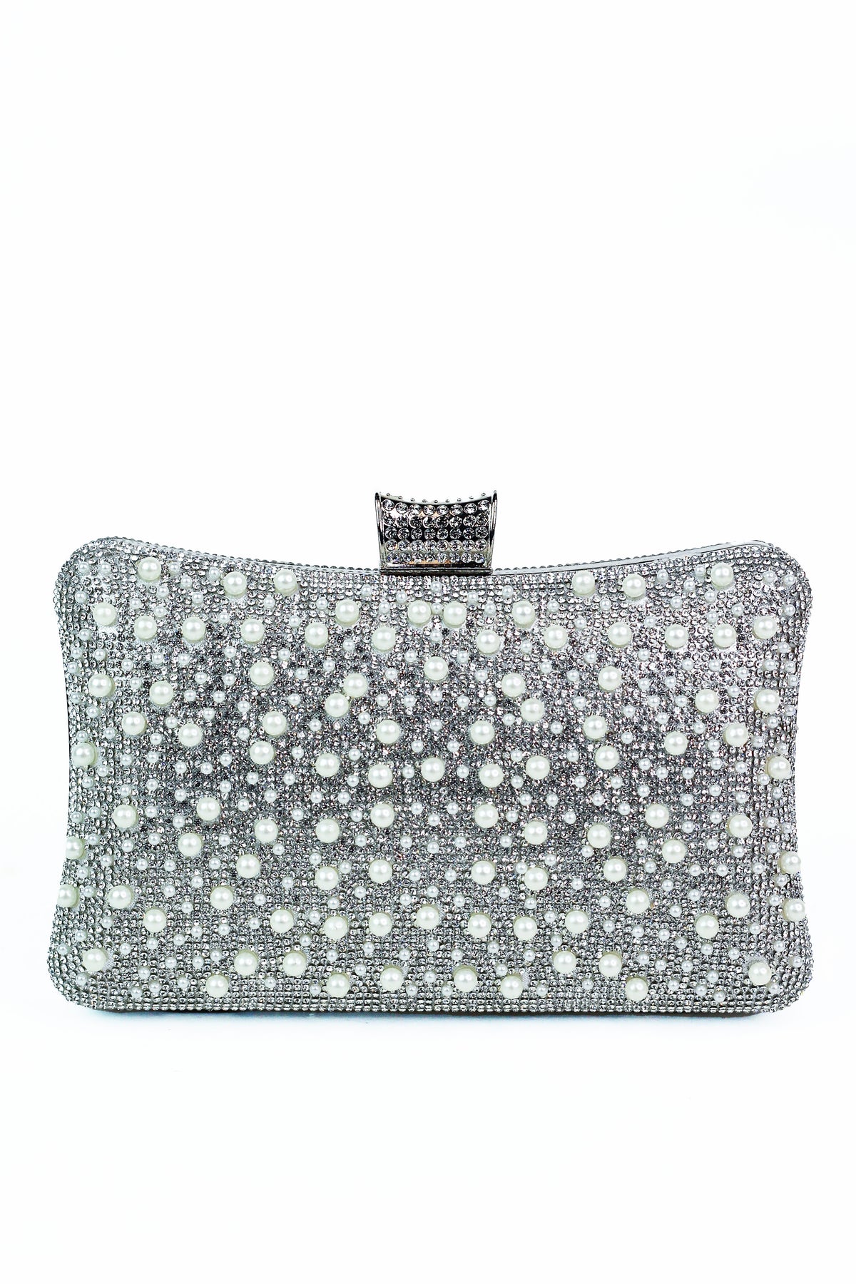 All Rhinestone &amp; Multi Size Pearls Clutch
