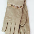 Rhinestone Chain Trimmed Gloves