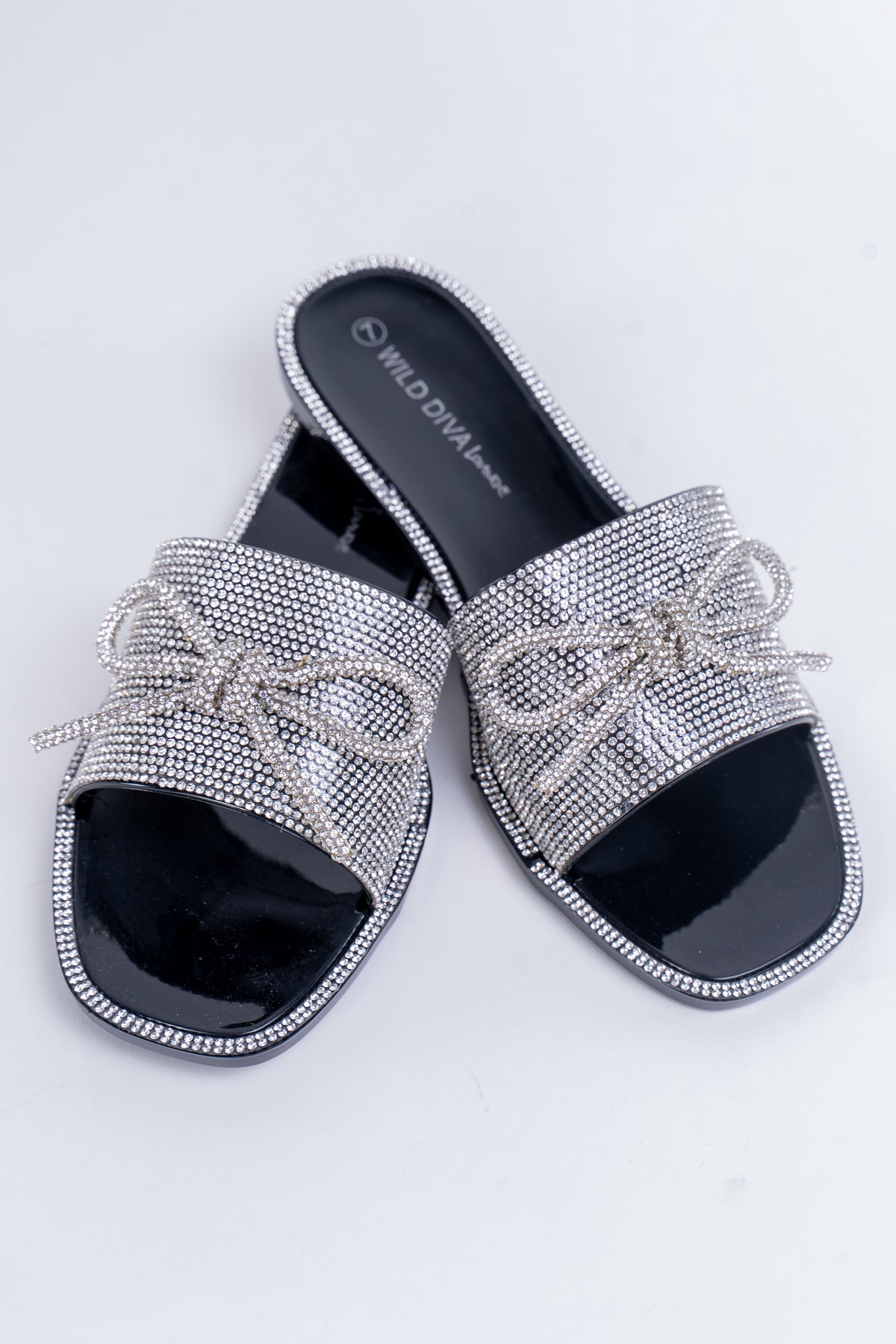 Rhinestone Flat PVC Sandal w/ Bow