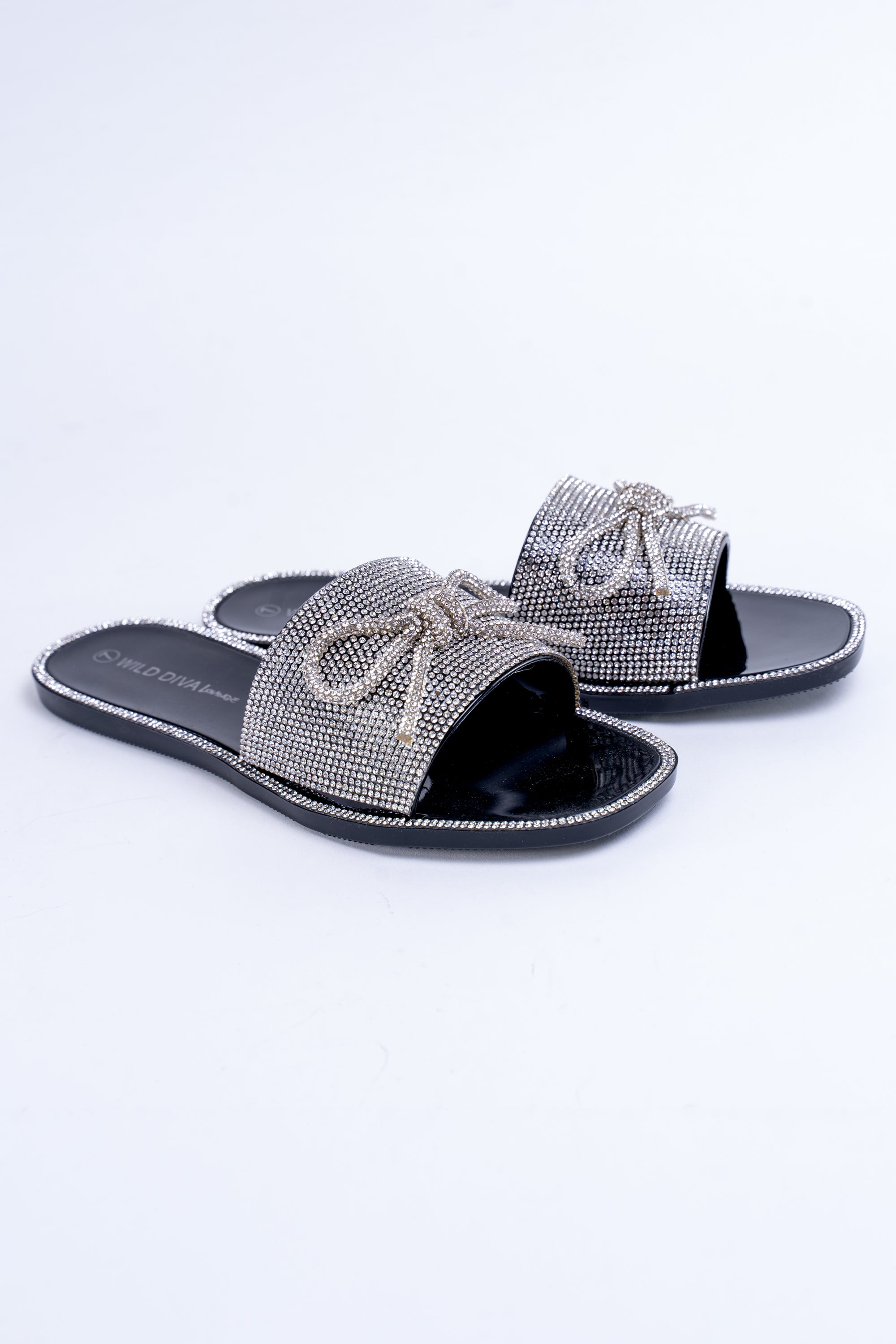 Rhinestone Flat PVC Sandal w/ Bow