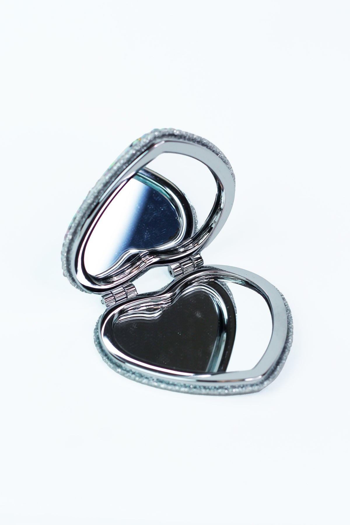 Chunky Rhinestone Heart Shaped Mirror Compact
