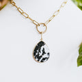 Narrow Link Marble Teardrop Necklace