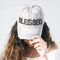 Distressed Rhinestone Blessed Baseball Hat