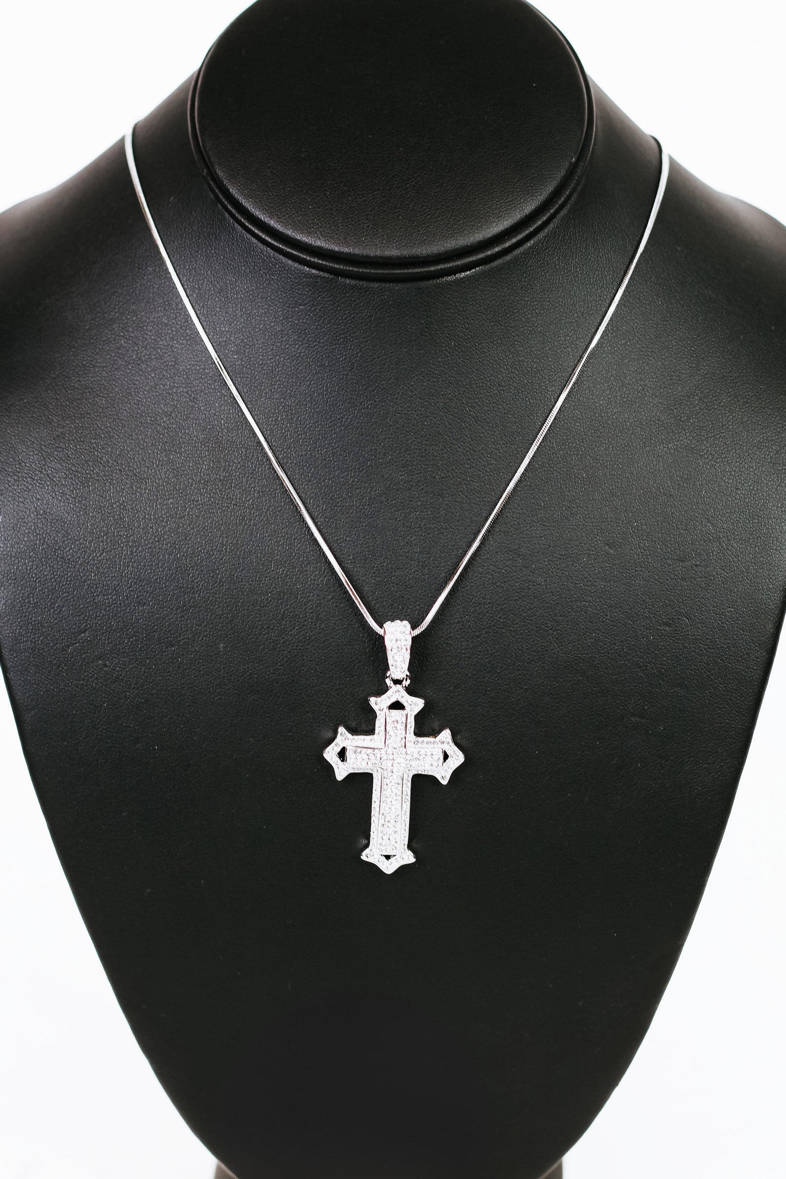 Open Point Ends Raised Cross Necklace