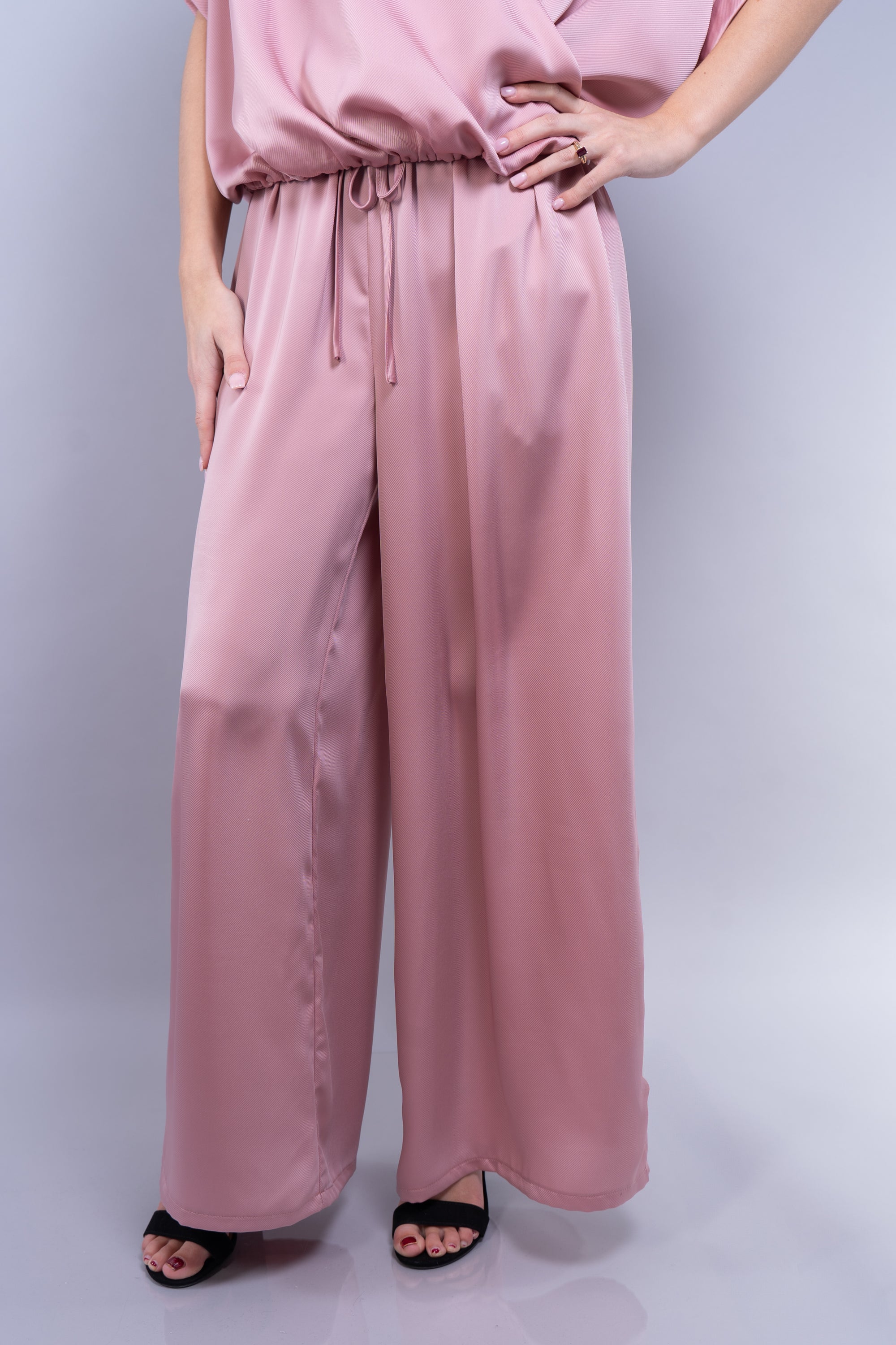 Surplus Neck Oversized Top with High-Waisted Pants Set