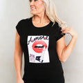 "Amore Lips & Lipstick" Statement Tee w/ Rhinestone Accents
