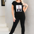 "Lady w/ Sunglasses & Coffee" Rhinestone Statement Tee