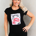 "Sparkle Lips & Lipstick" Statement Tee w/ Rhinestone Accents