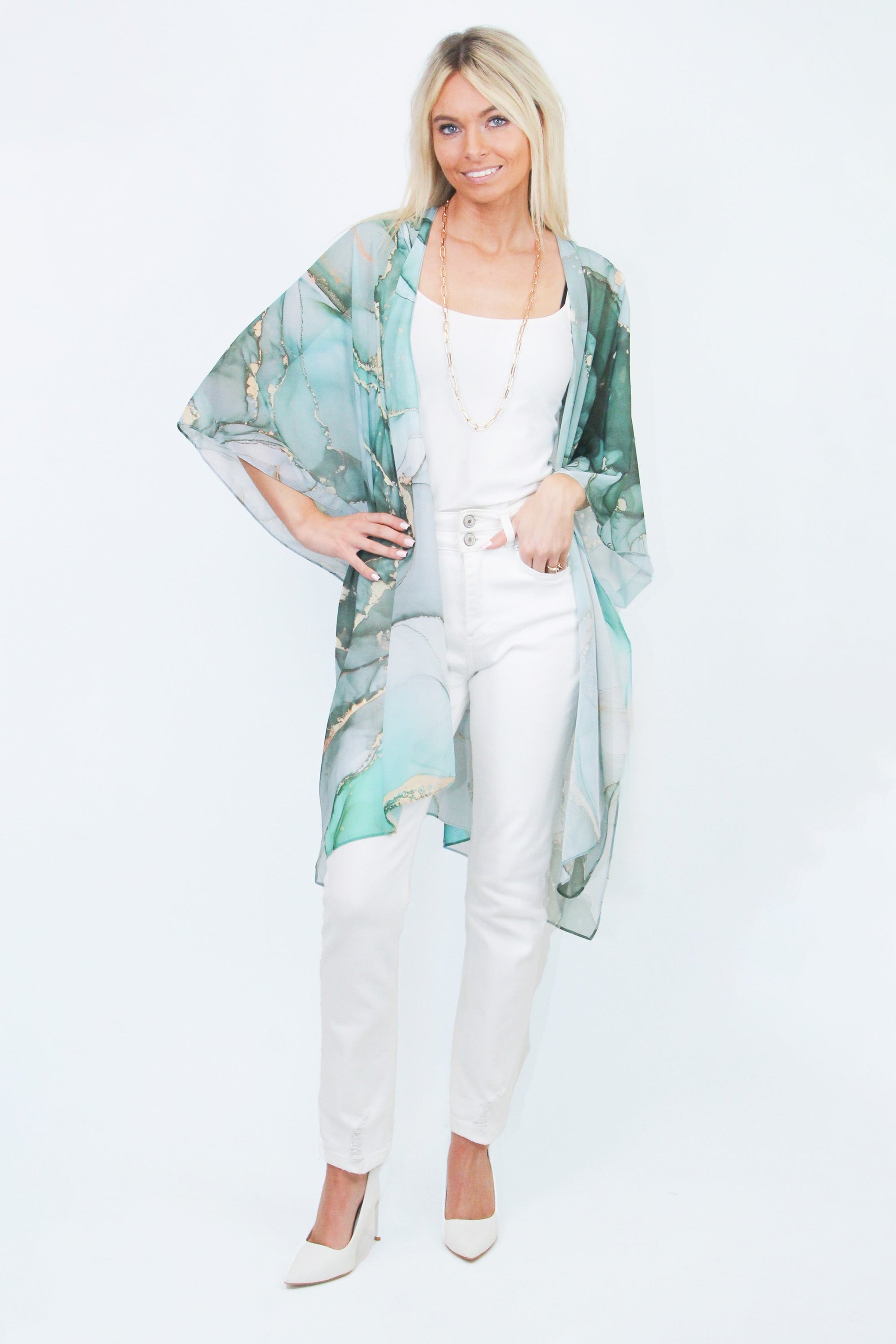 Marble Print Kimono