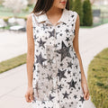 Lace & Sequin Button-Up Sleeveless Dress With Collar (SALE)