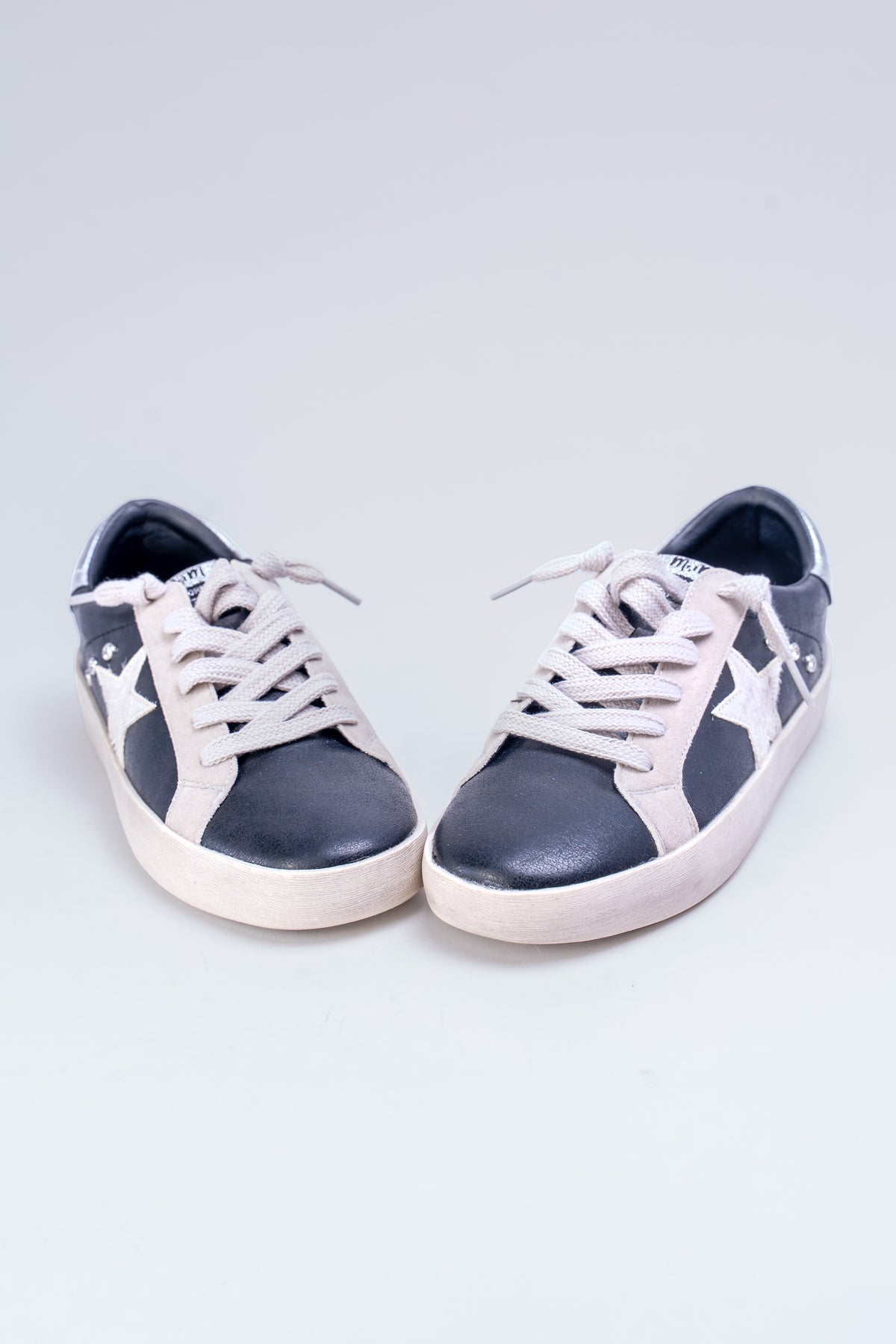 Faux Leather &amp; Suede Distressed Sneakers w/ Side Star