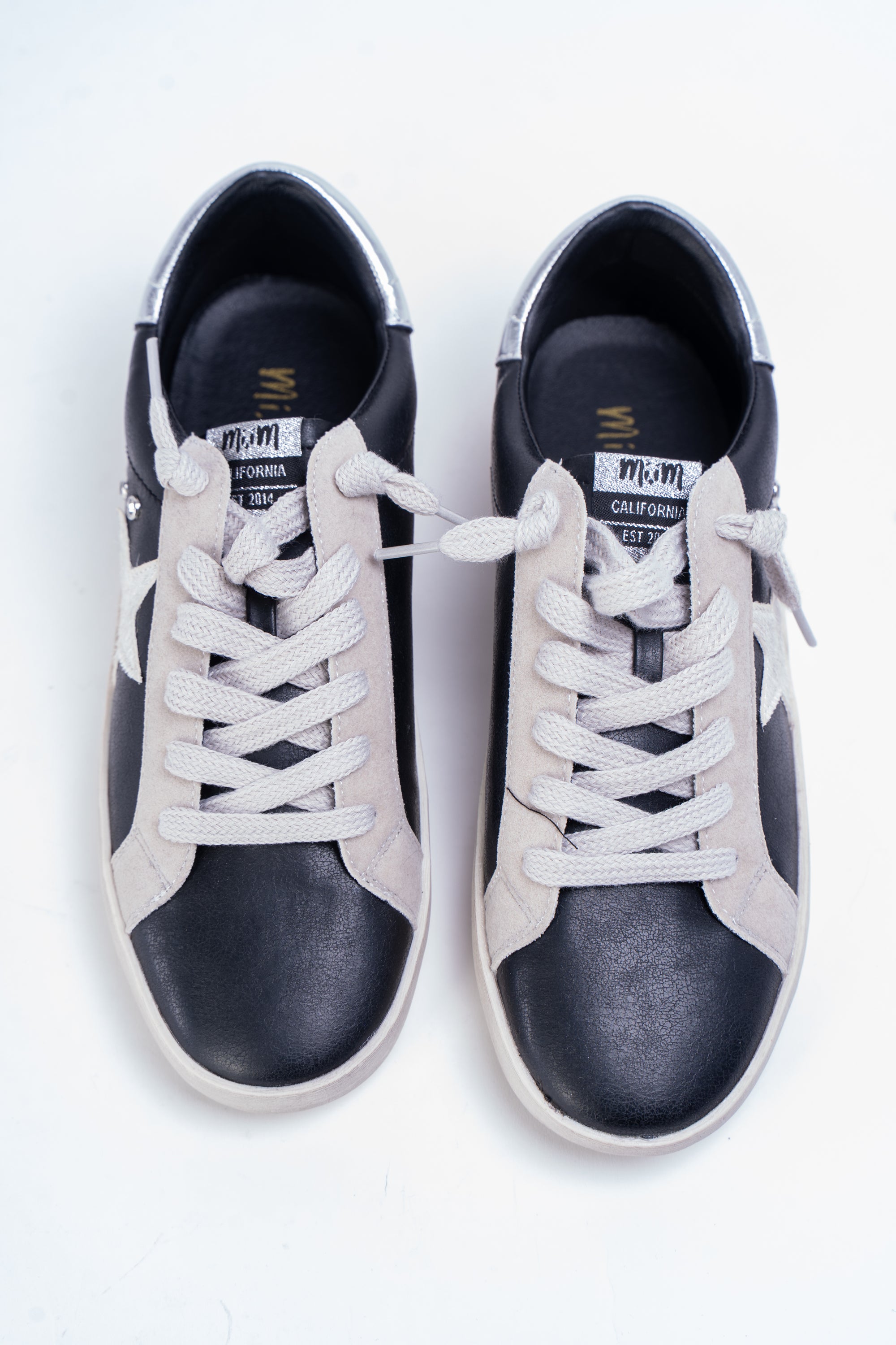 Faux Leather & Suede Distressed Sneakers w/ Side Star