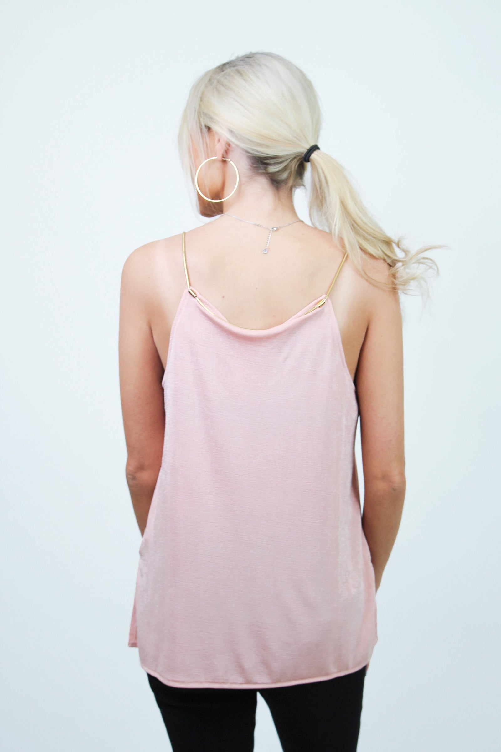 Slinky Knit Sleeveless Top w/ Gold Chain Strap Detail(SALE)