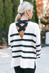 Striped Cross Back Strap Sweater