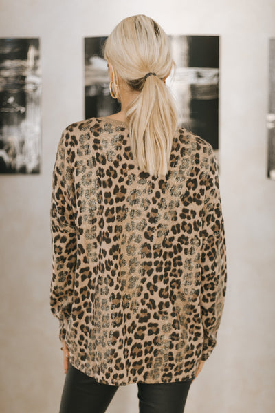 Shimmer Leopard Print Italian Sweater