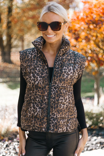 Leopard Puffer Vest