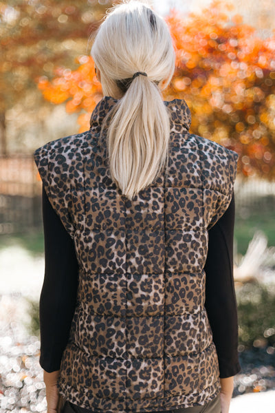 Leopard Puffer Vest