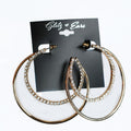 XL Rhinestone Circle in Metal Circle Open Hoop Earrings