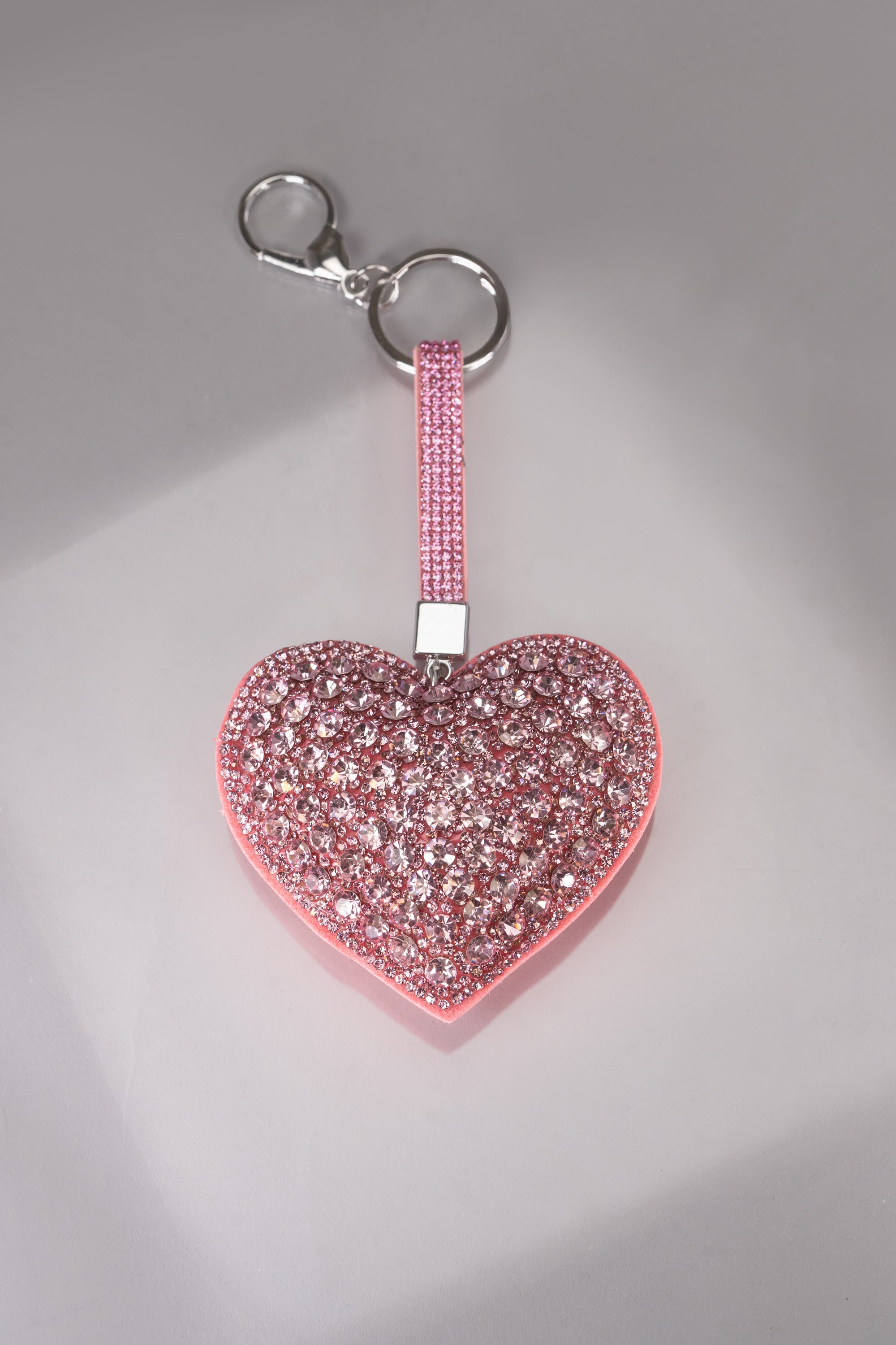 Rhinestone Puffy Heart Keychain