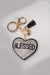 Rhinestone Blessed Puffy Heart Tassel Keychain