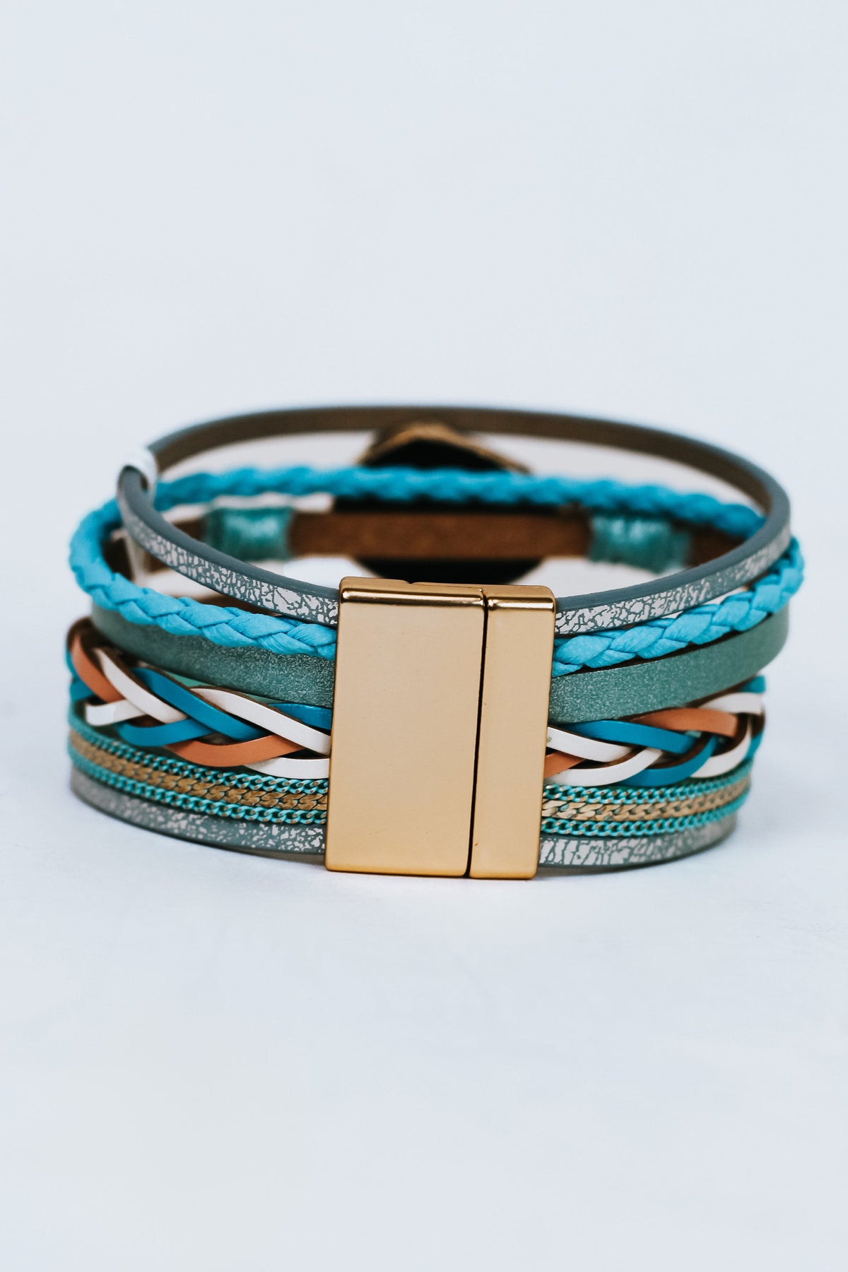 Multi Strand Magnetic Bracelet w/ Stone Center