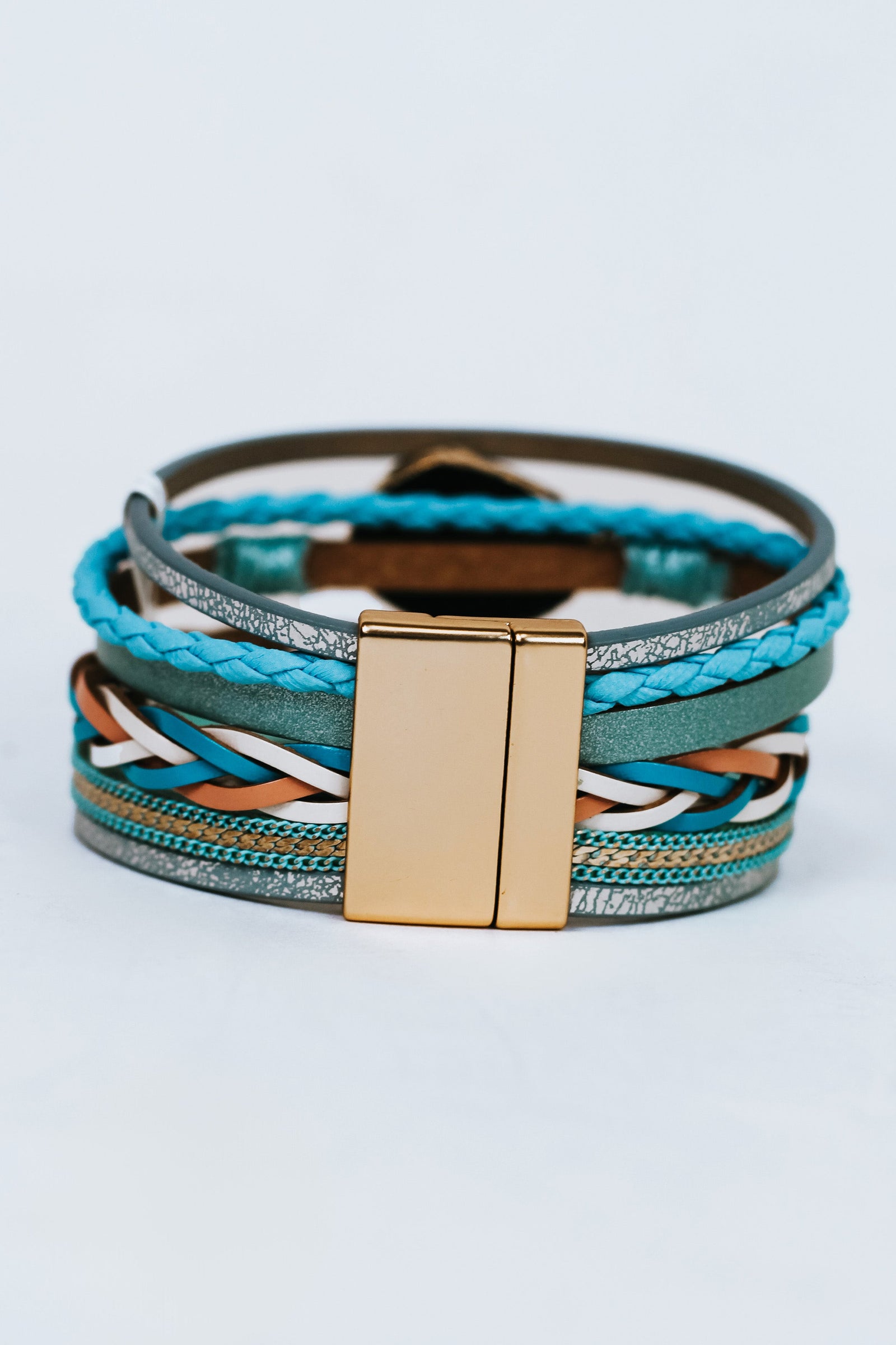 Multi Strand Magnetic Bracelet w/ Stone Center