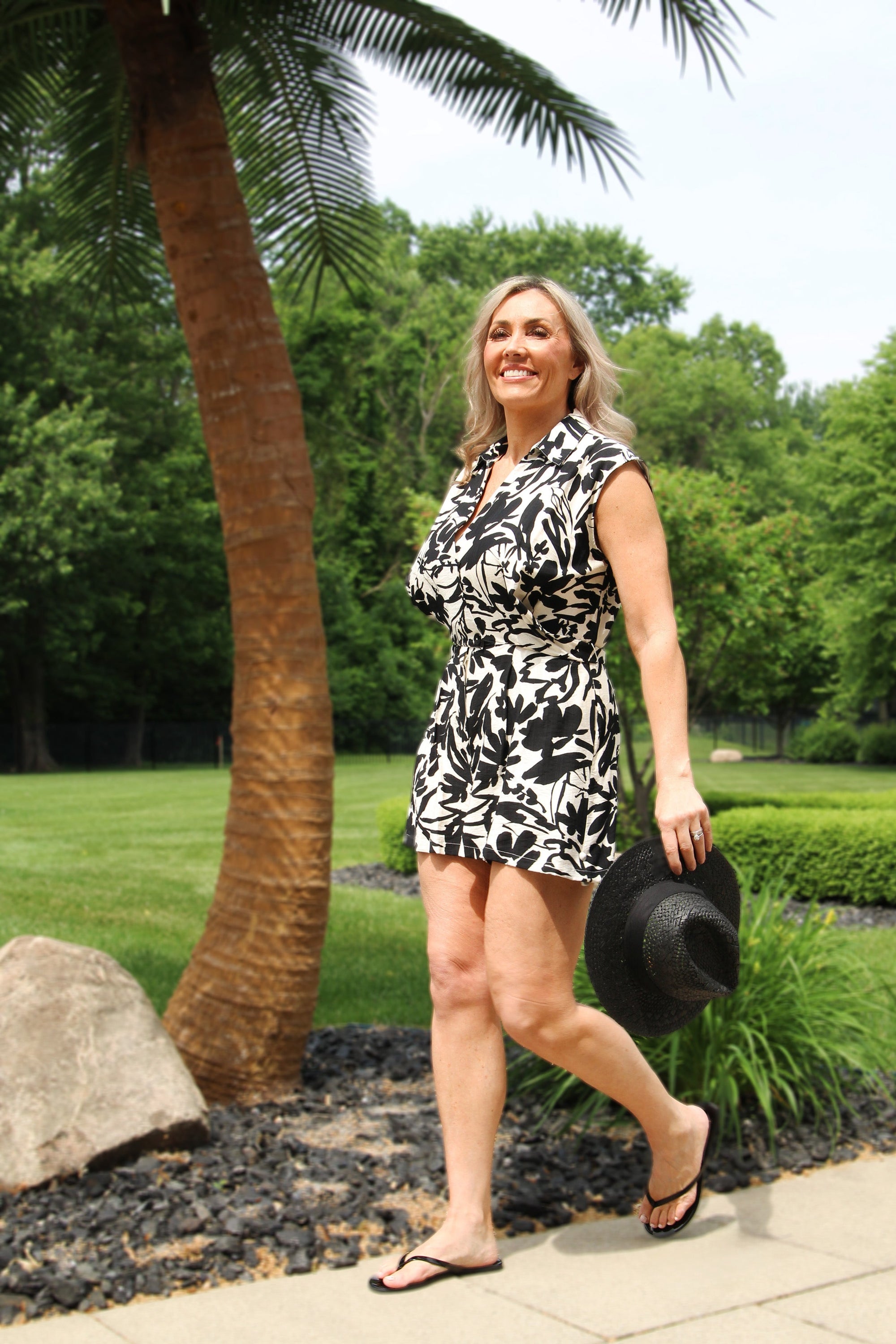 Printed Tie Waist Shorts Romper(SALE)