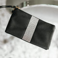 Rhinestone Stripe Faux Leather Wristlet