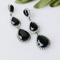 3 Teardrop Rhinestone Trim Earring