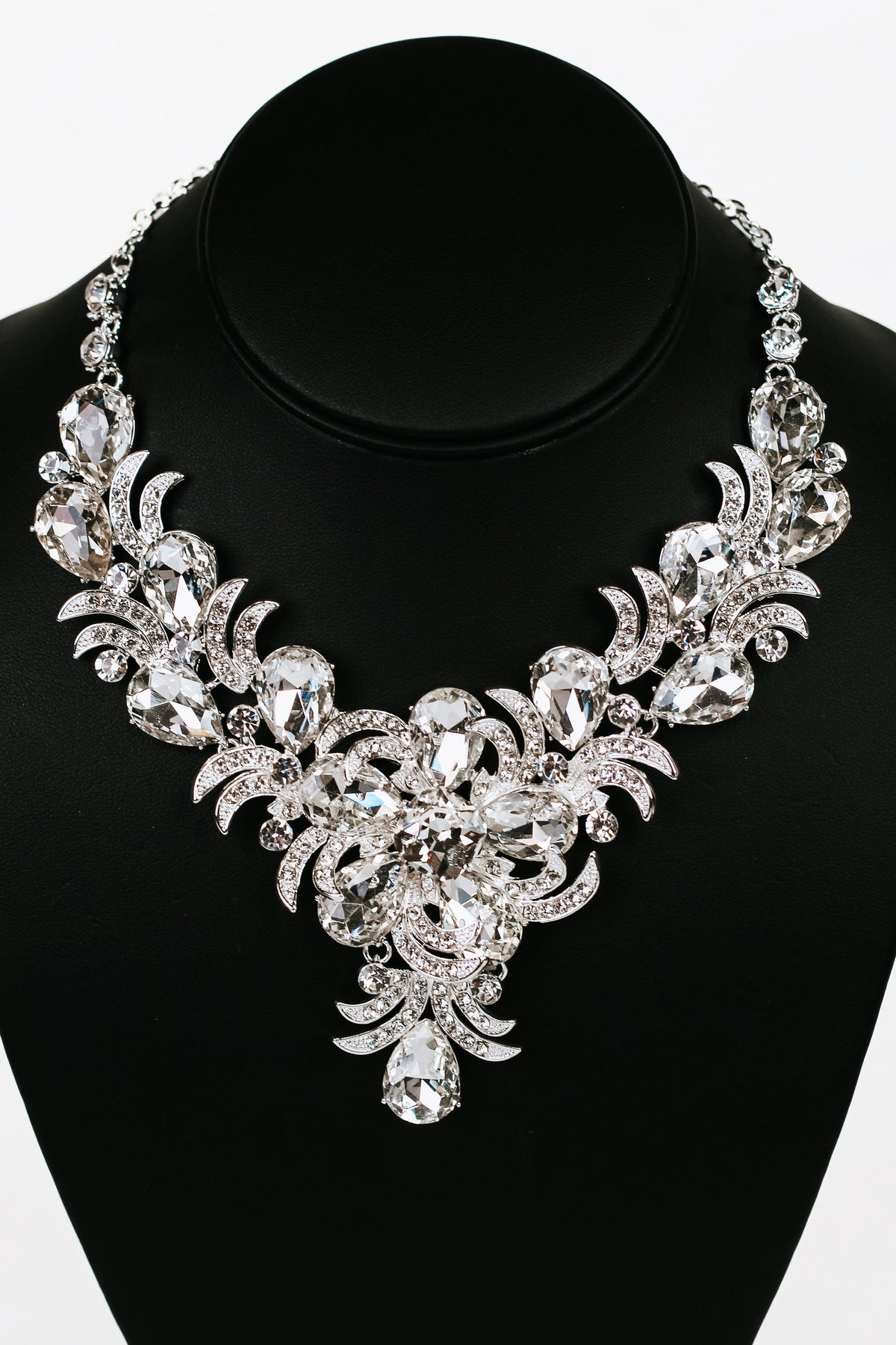 Teardrop Round & Pave Statement Necklace