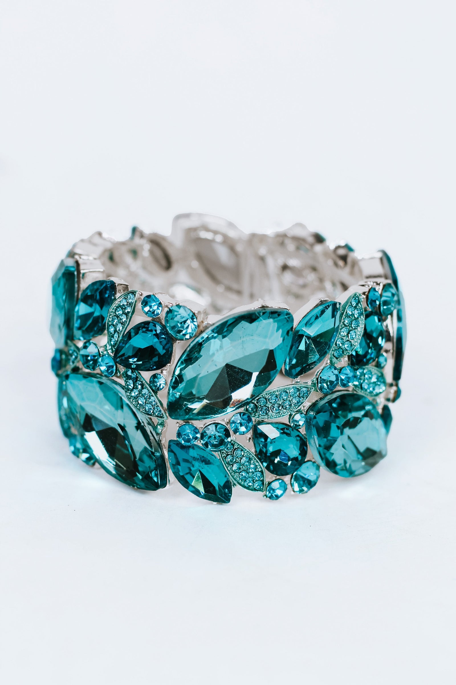 Marquis Teardrop & Pave Rhinestone Stretch Bracelet