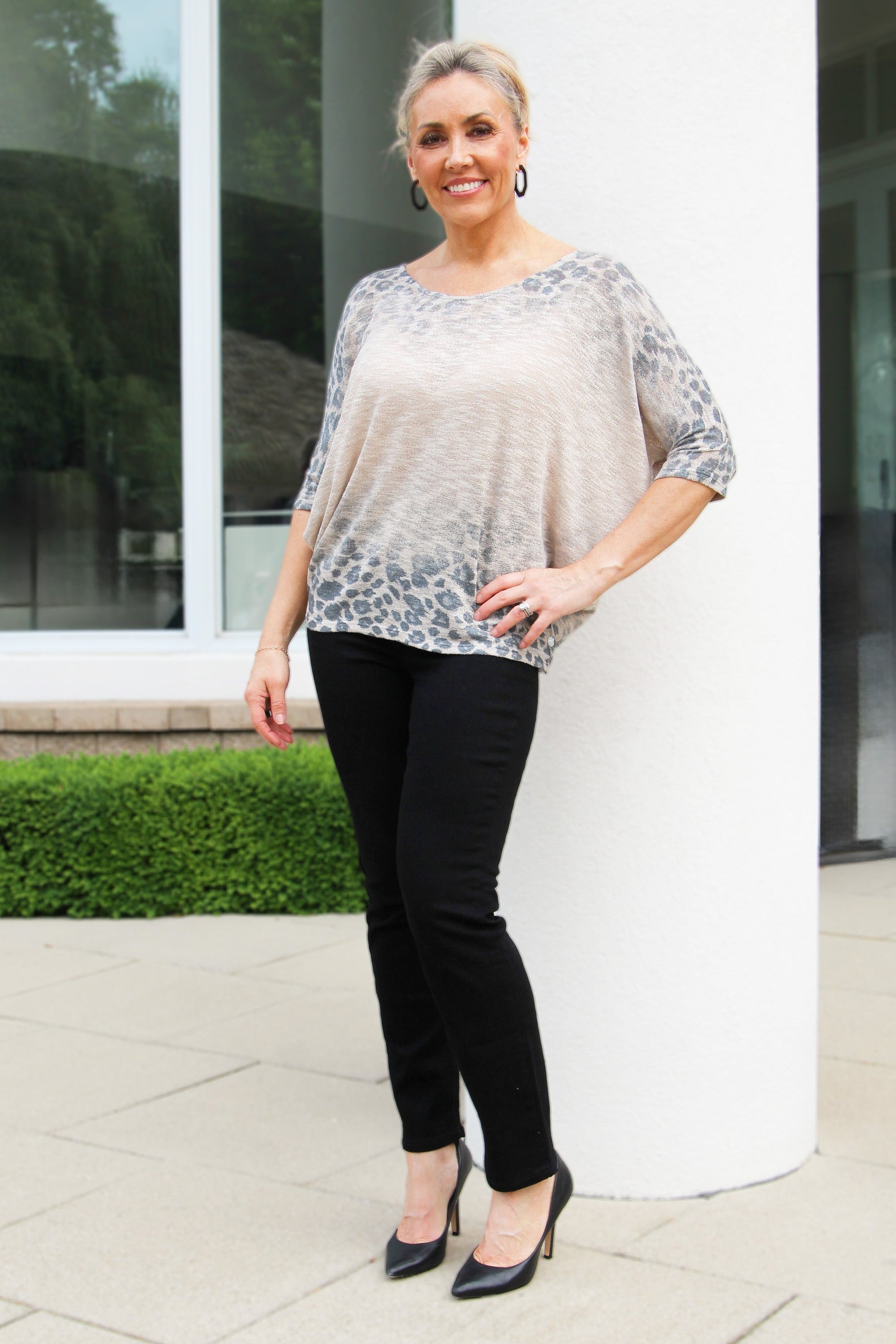 Leopard Print Ombre Lightweight Sweater