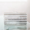 Metal & Rhinestone Stripe Clutch