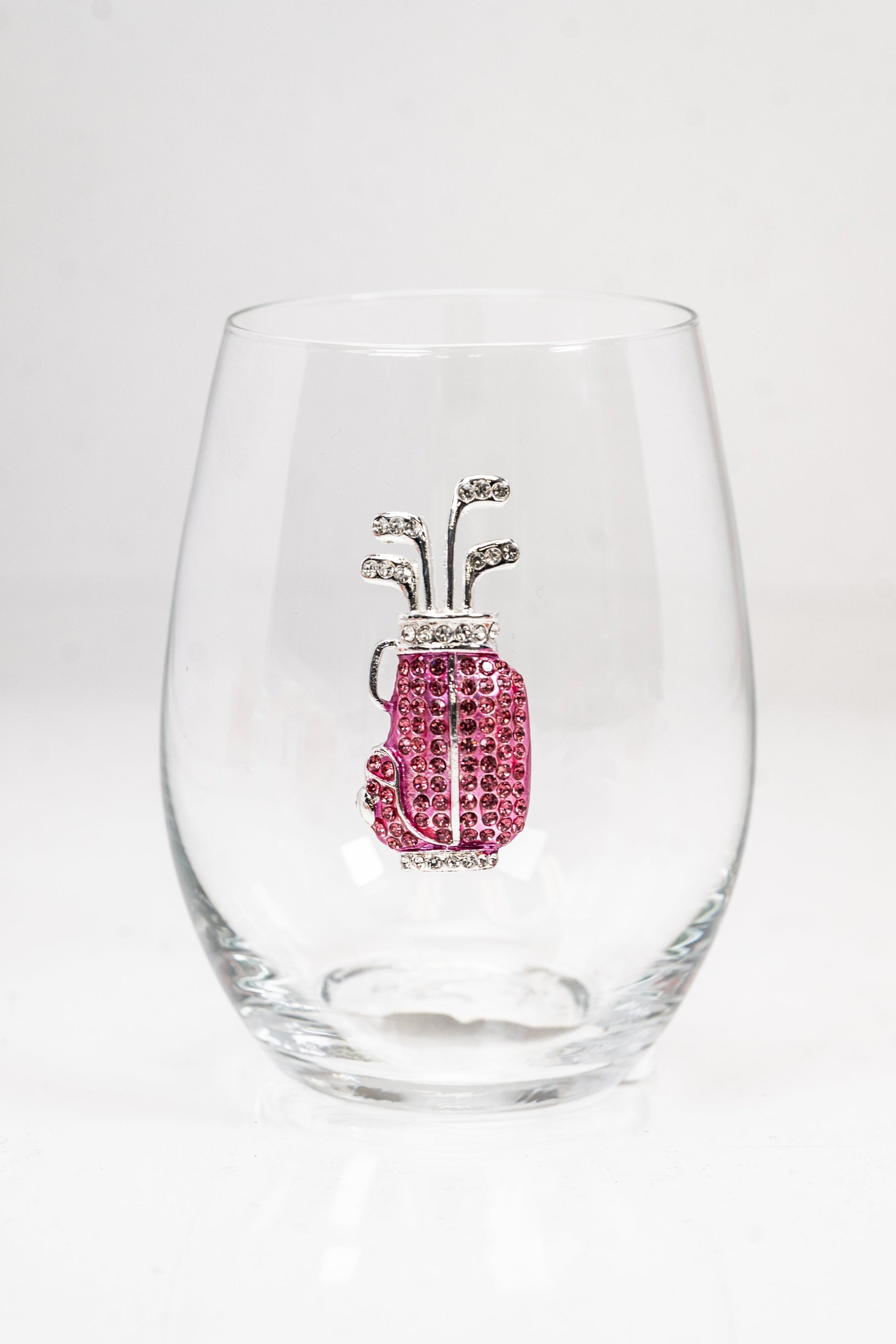 Rhinestone Golf Bag Stemless Wine Glass