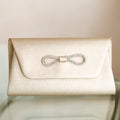 Rhinestone Bow Front Shimmer Envelope Clutch