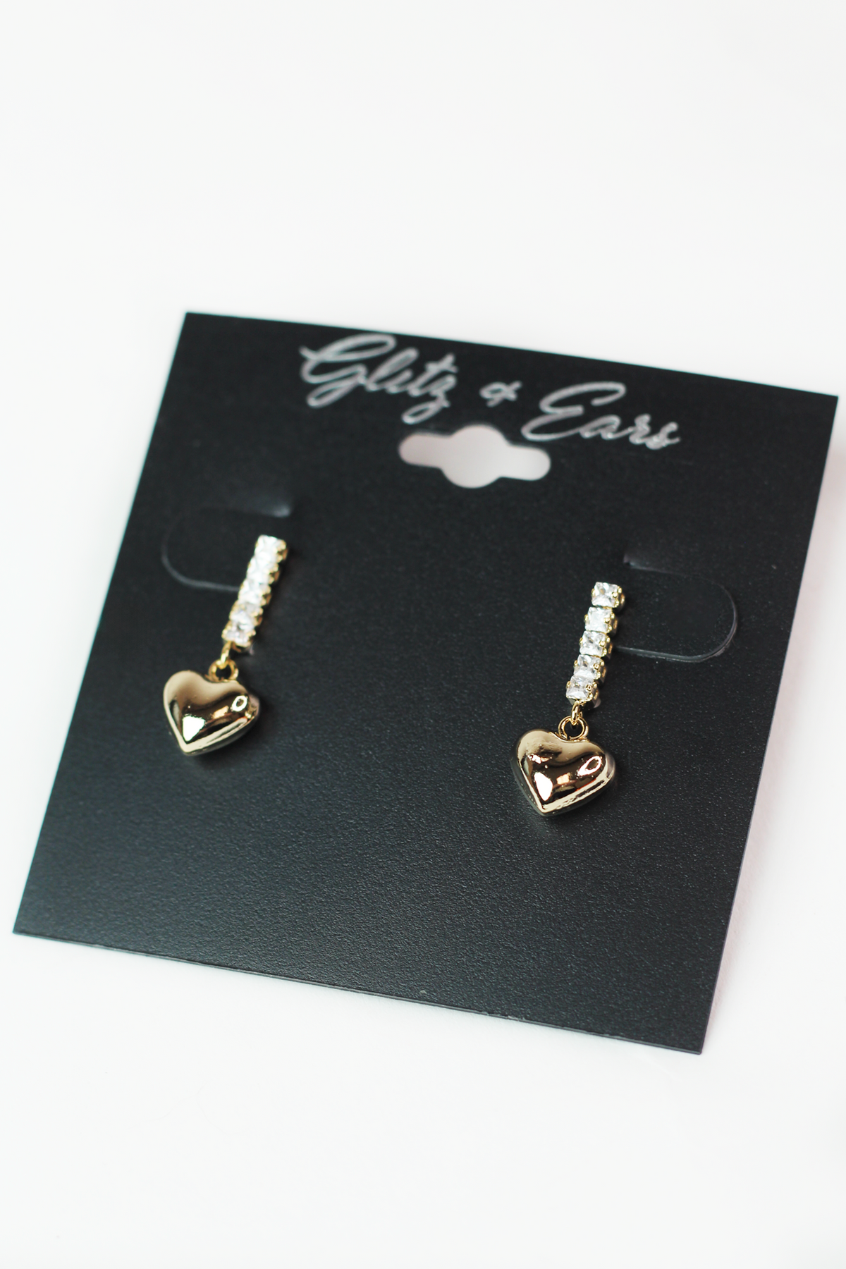 Small Baguette Row Metal Heart Earring