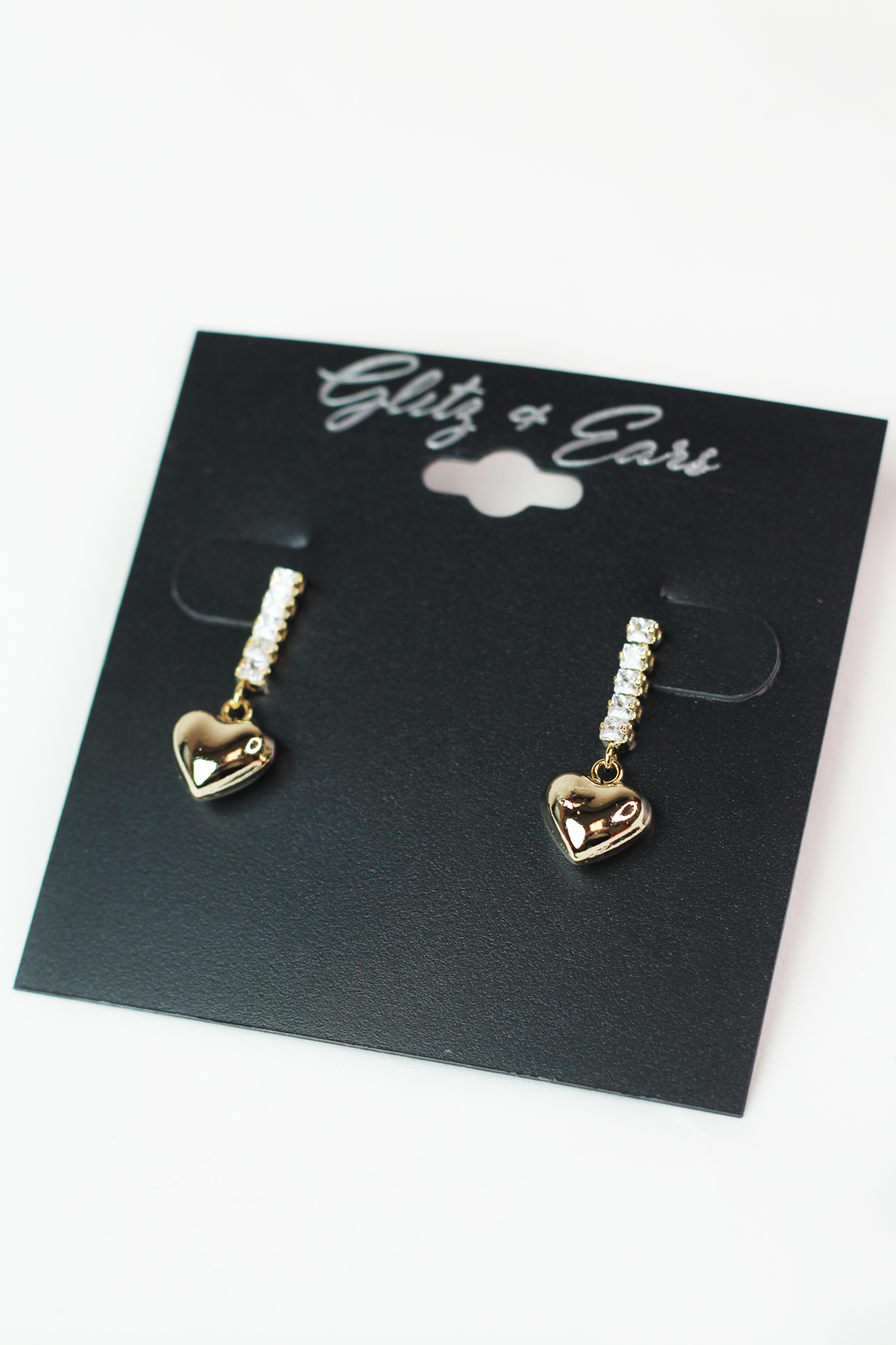 Small Baguette Row Metal Heart Earring