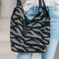 Rhinestone Zebra V Top Purse