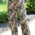 Floral Camo Print Barrel Pants