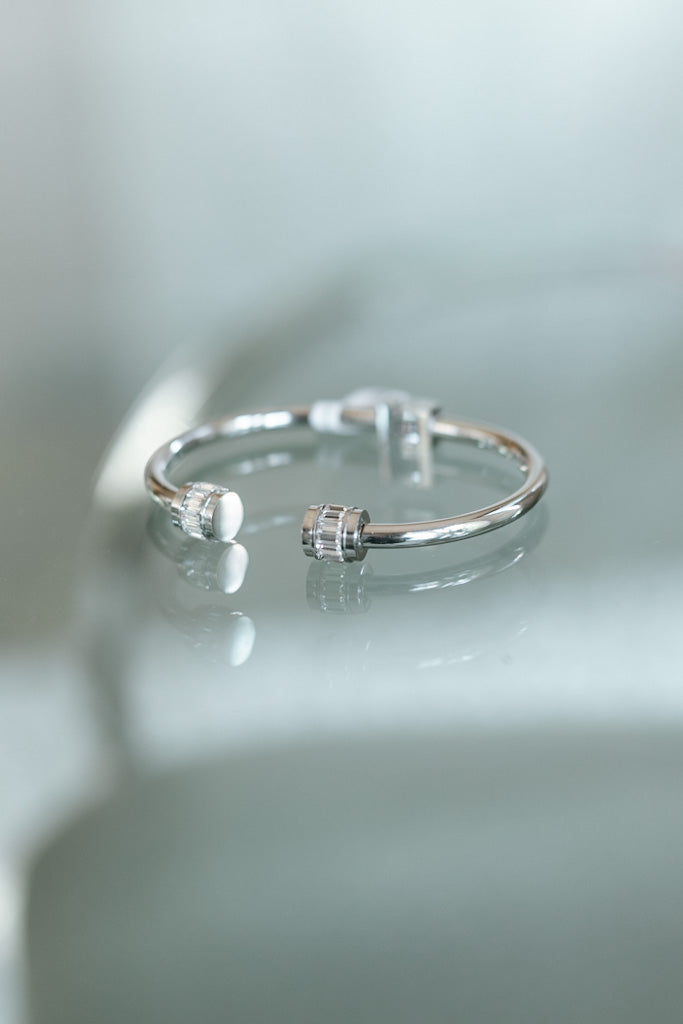 Baguette Stone End Metal Cuff Bracelet - Glitz & Ears Boutique