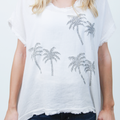 Raw Hem Rhinestone Palm Tree T-Shirt