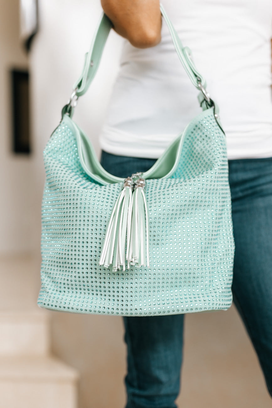 All Rhinestone Front &amp; Tassel Bag (SALE)