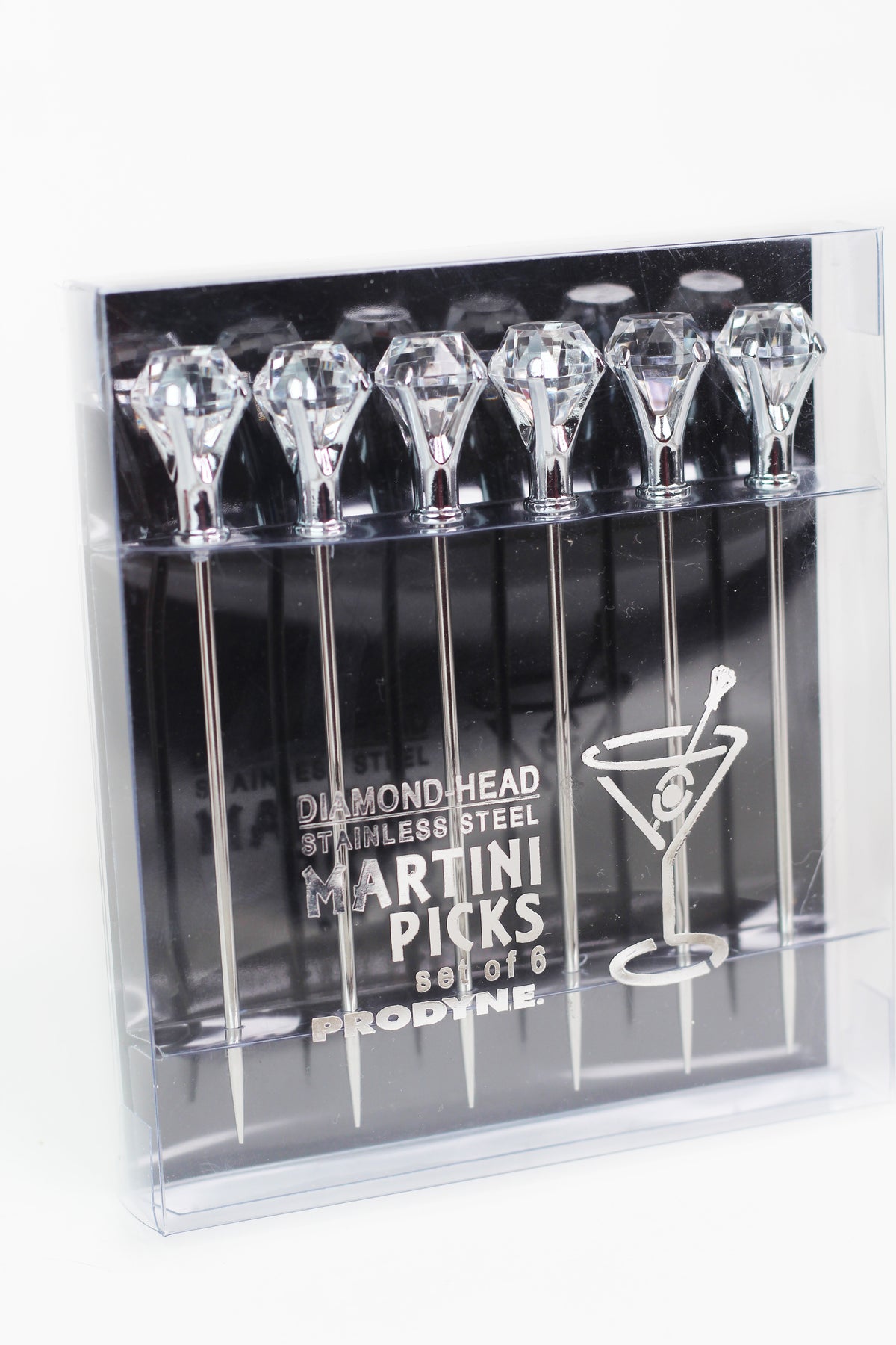 Clear Diamond-Head Stainless Steel Martini Picks(SALE)
